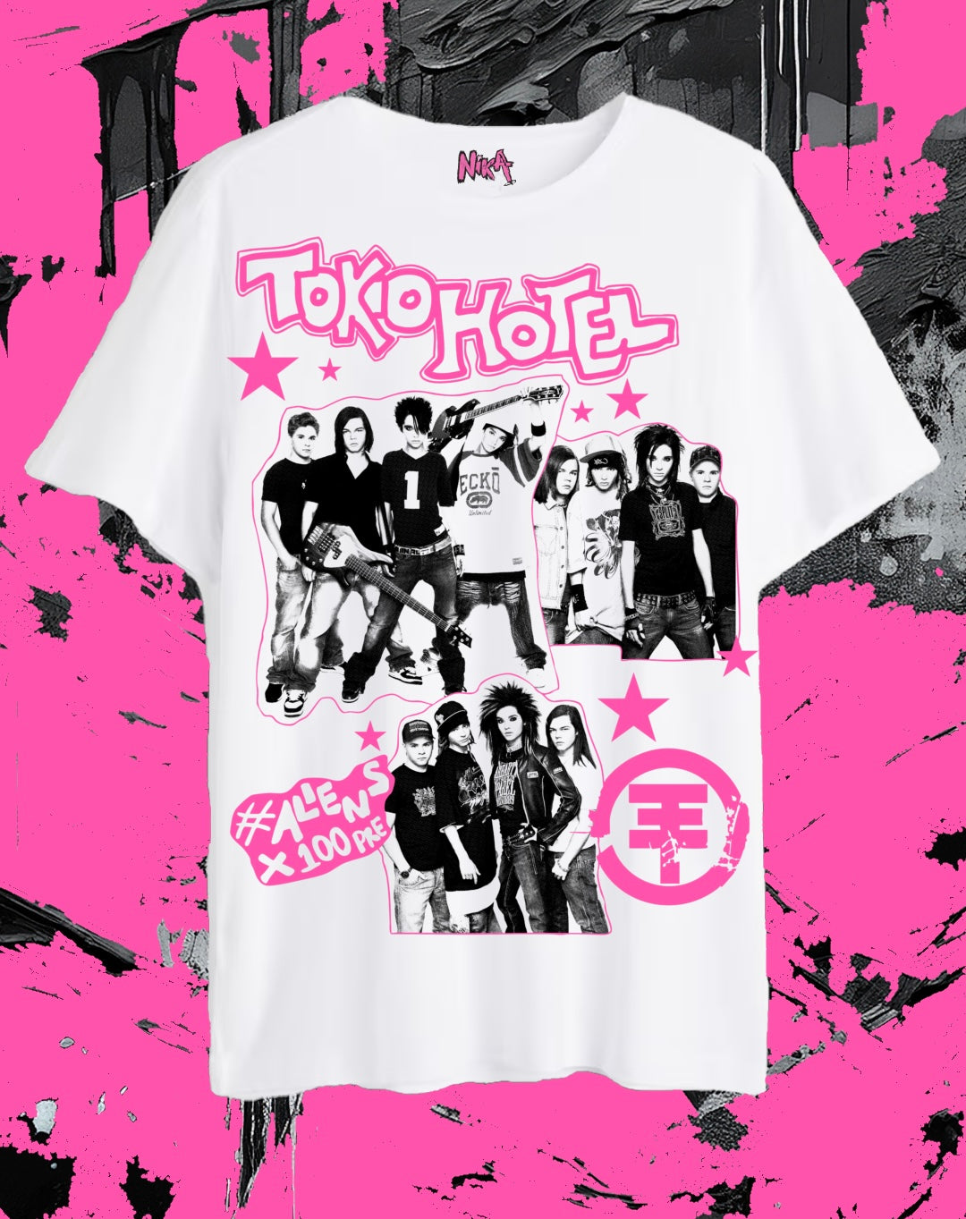 Camiseta blanca de ajuste holgado unisex Aliens por siempre