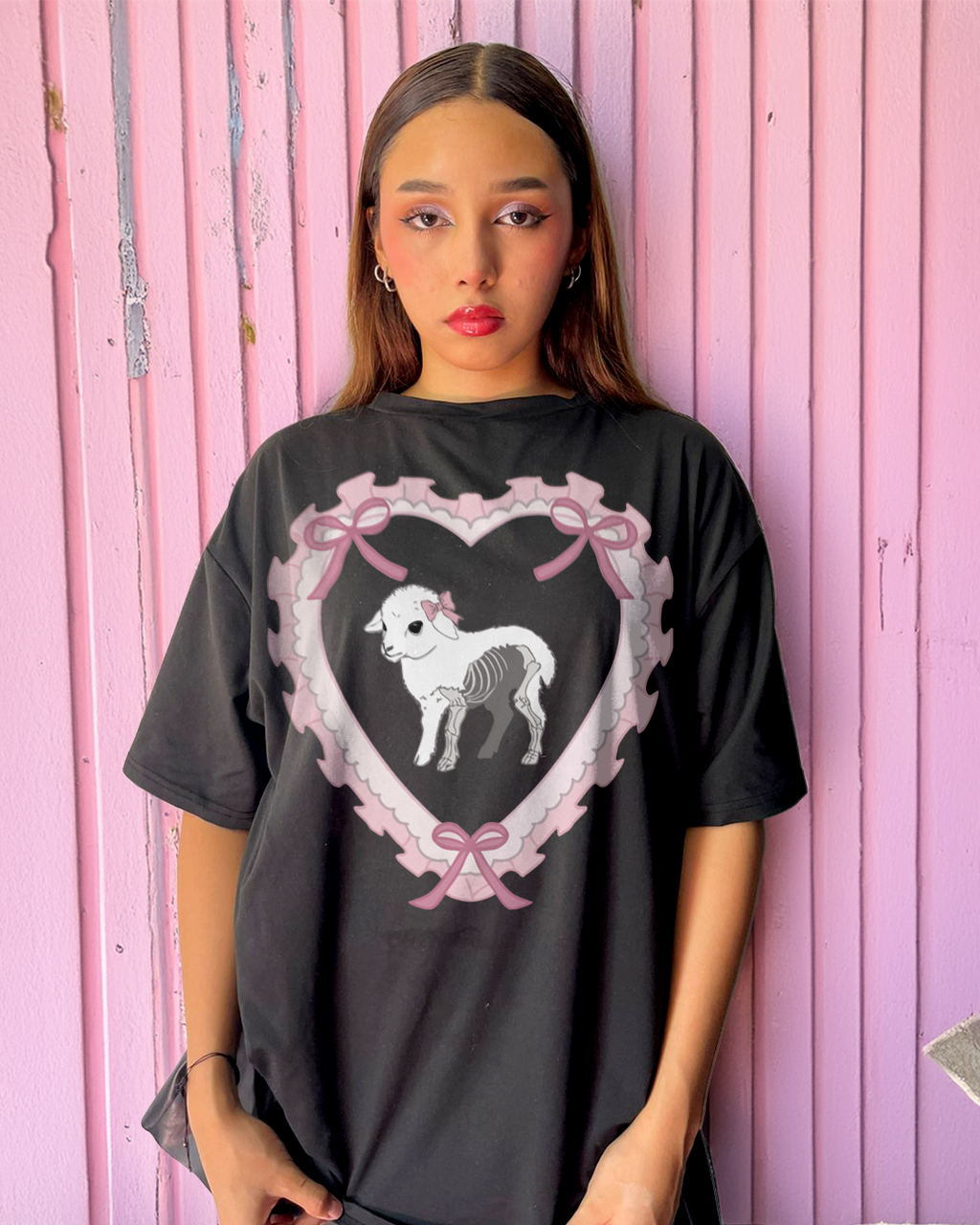 Camiseta de ajuste holgado unisex 
Oveja creepycute