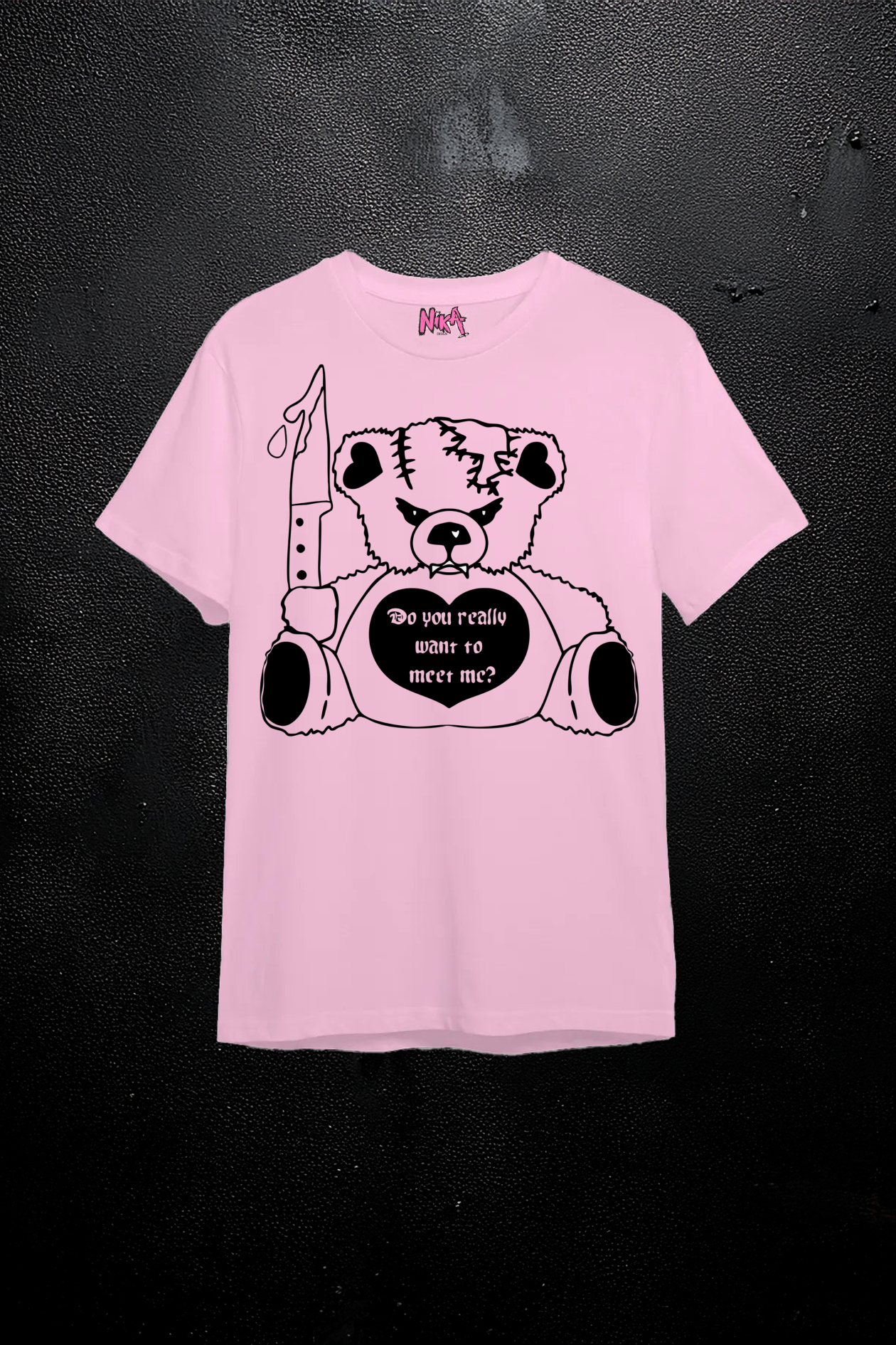 Camiseta de ajuste holgado unisex 
Osito creepy