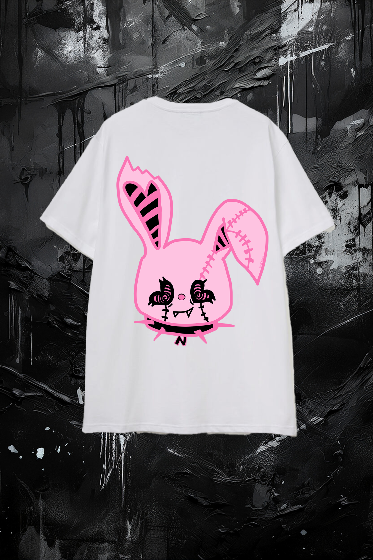 Camiseta holgada con estampado trasero/delantero Mascota de la marca Nika Bunny unisex